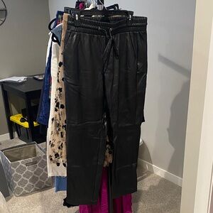 LOFT Dark Leather-Style Trousers